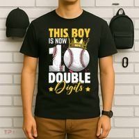 This Now 10 Double Digits Baseball 10 Years Old Birthday T-Shirt thumb 6