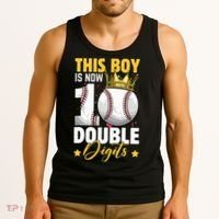 This Now 10 Double Digits Baseball 10 Years Old Birthday Tank Top thumb 3