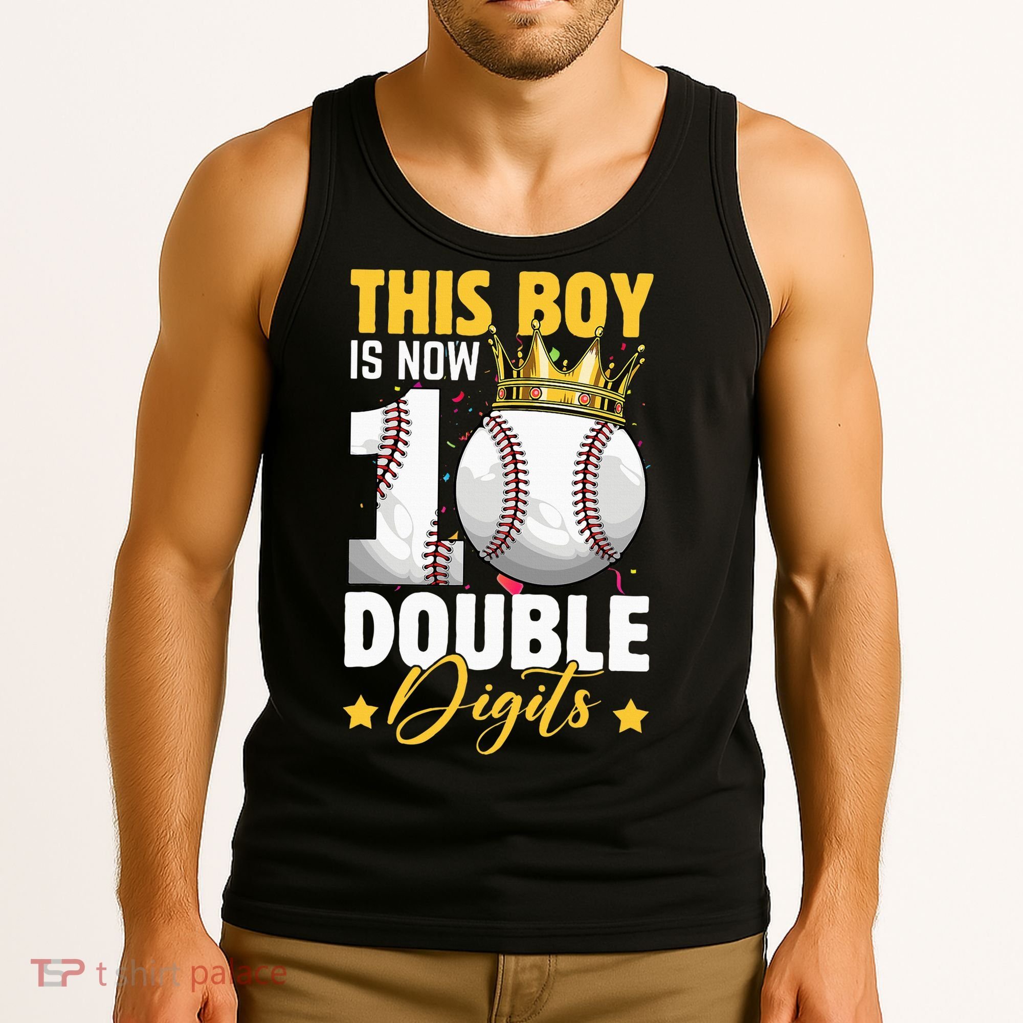This Now 10 Double Digits Baseball 10 Years Old Birthday Tank Top