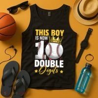 This Now 10 Double Digits Baseball 10 Years Old Birthday Tank Top thumb 4