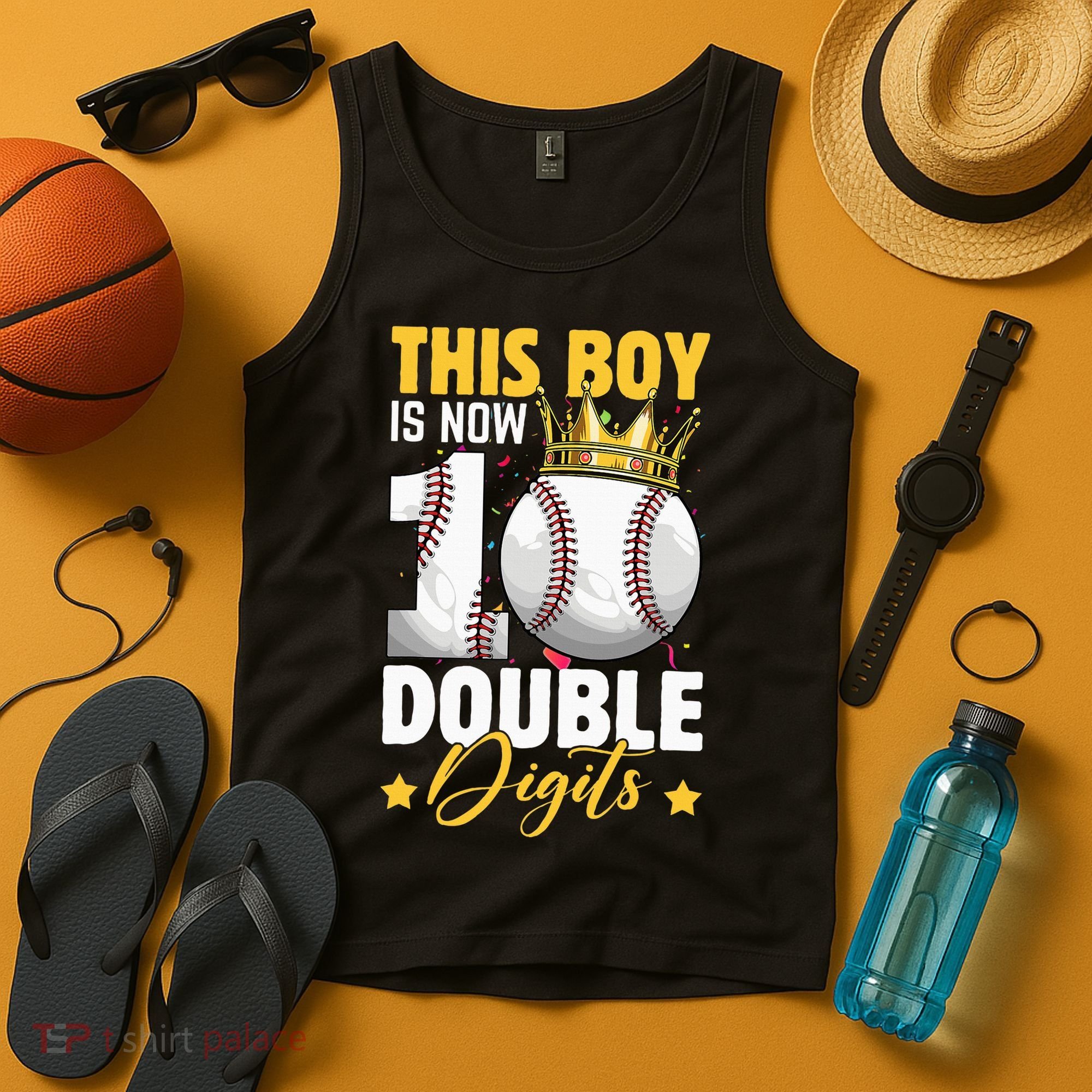 This Now 10 Double Digits Baseball 10 Years Old Birthday Tank Top