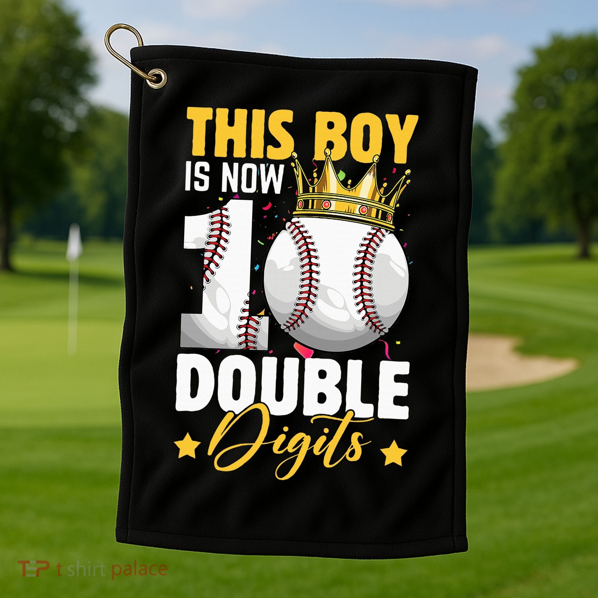This Now 10 Double Digits Baseball 10 Years Old Birthday Golf Towel