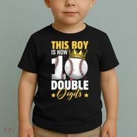This Now 10 Double Digits Baseball 10 Years Old Birthday Toddler T-Shirt thumb 2