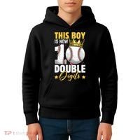 This Now 10 Double Digits Baseball 10 Years Old Birthday Kids Hoodie thumb 4