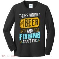 There's Nothing A Beer And Fishing Can't Fix Kids Long Sleeve Shirt thumb 0