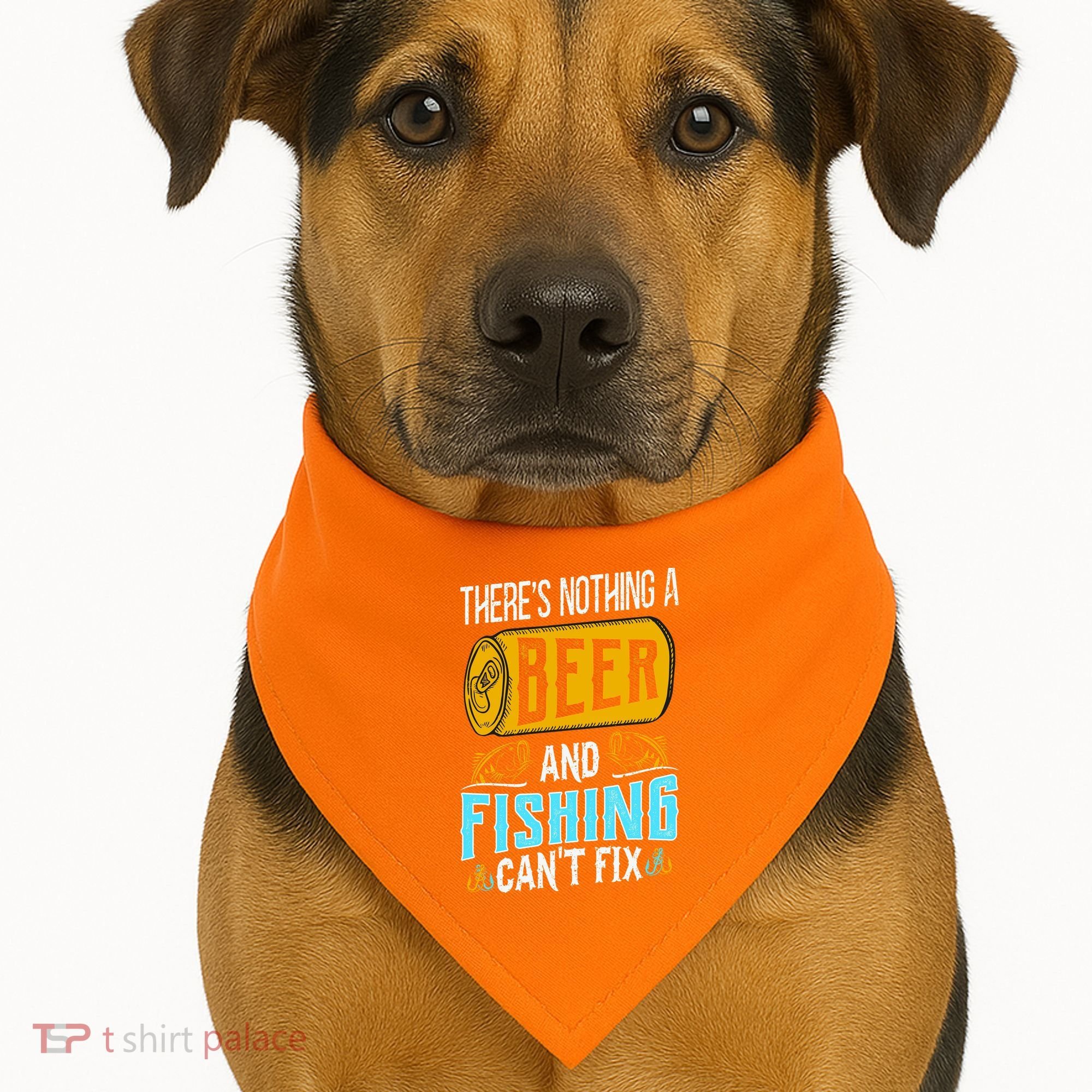 There's Nothing A Beer And Fishing Can't Fix USA-Made Doggie Bandana