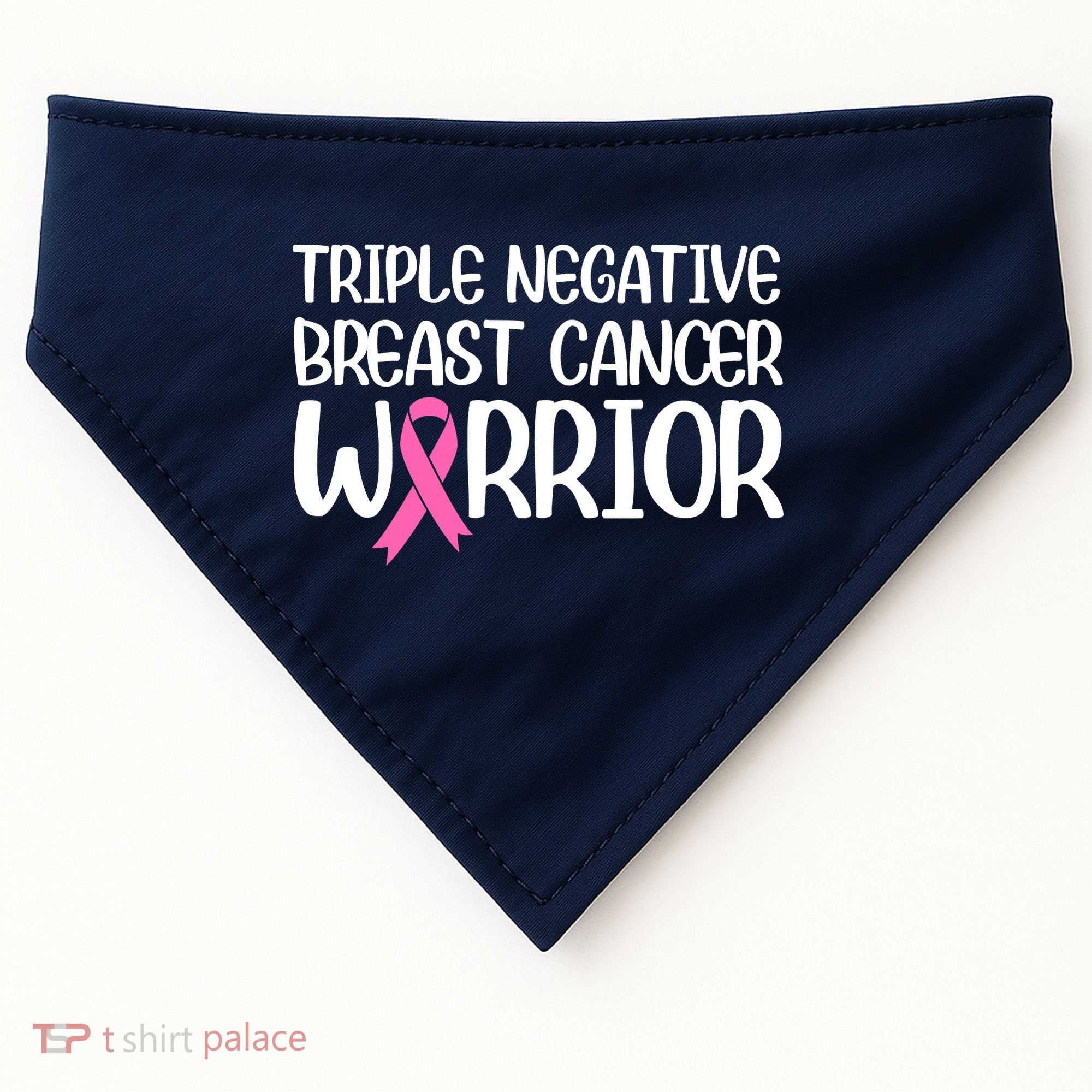 Triple Negative Breast Cancer Awareness Warrior Pink Rainbow USA-Made Doggie Bandana