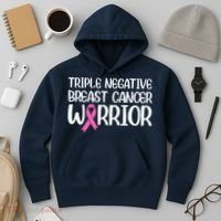 Triple Negative Breast Cancer Awareness Warrior Pink Rainbow Hoodie thumb 3