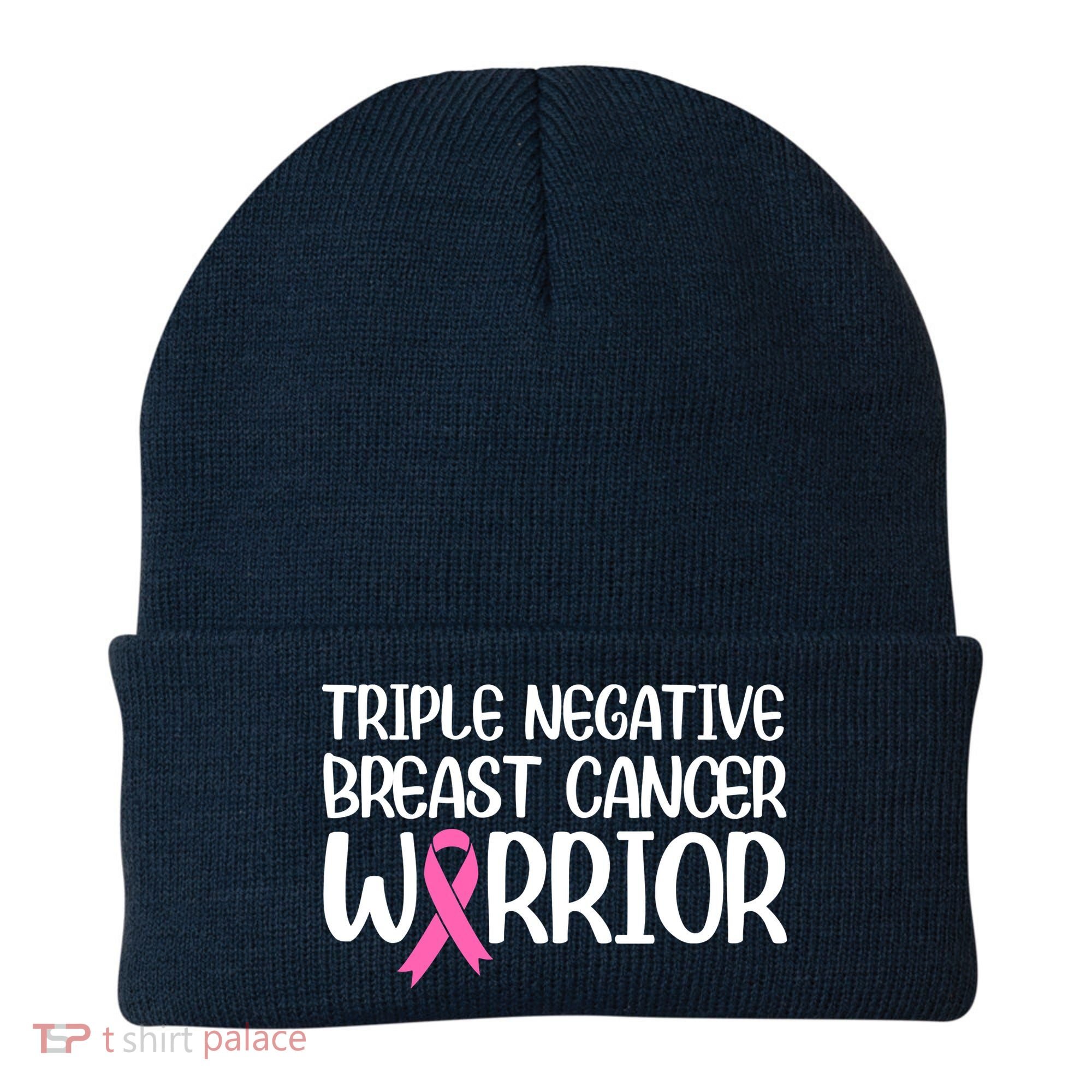 Triple Negative Breast Cancer Awareness Warrior Pink Rainbow Beanie