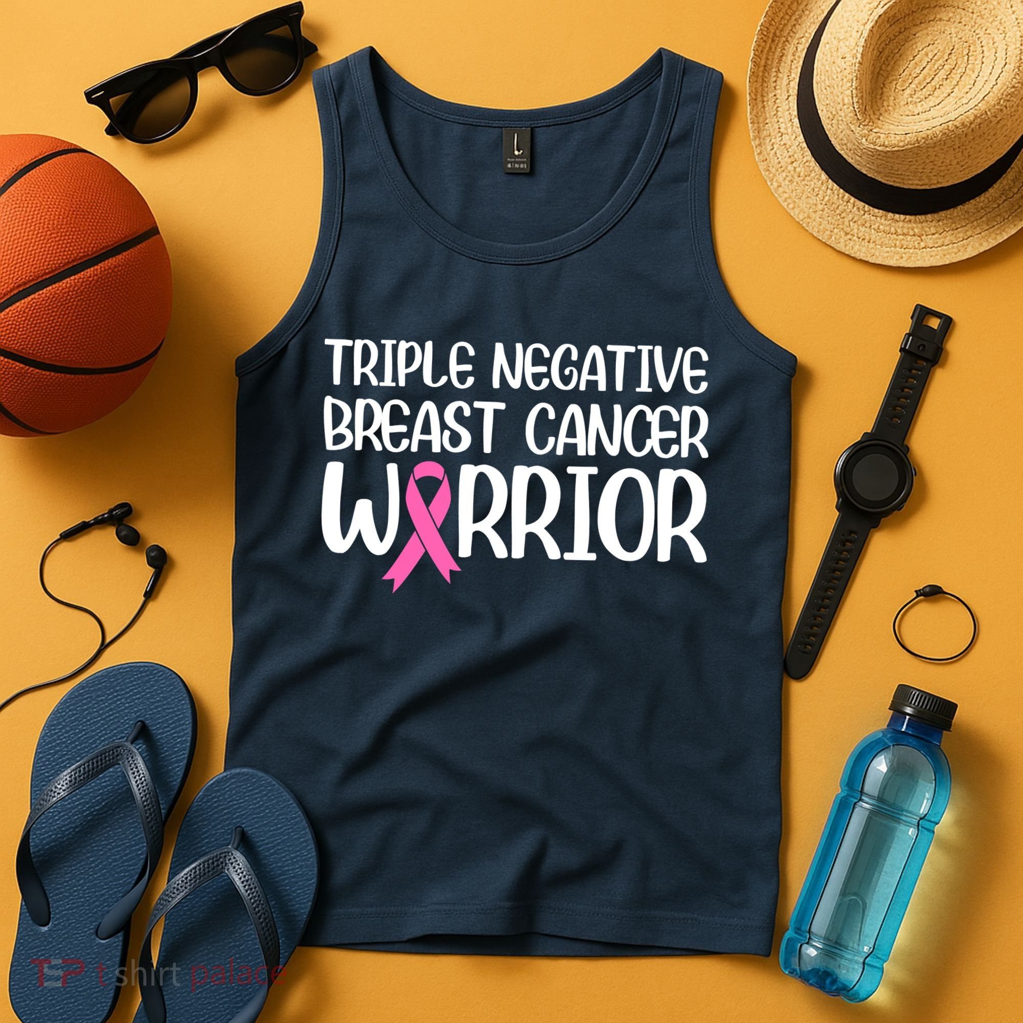 Triple Negative Breast Cancer Awareness Warrior Pink Rainbow Tank Top