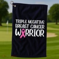 Triple Negative Breast Cancer Awareness Warrior Pink Rainbow Golf Towel thumb 1