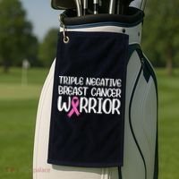 Triple Negative Breast Cancer Awareness Warrior Pink Rainbow Golf Towel thumb 2