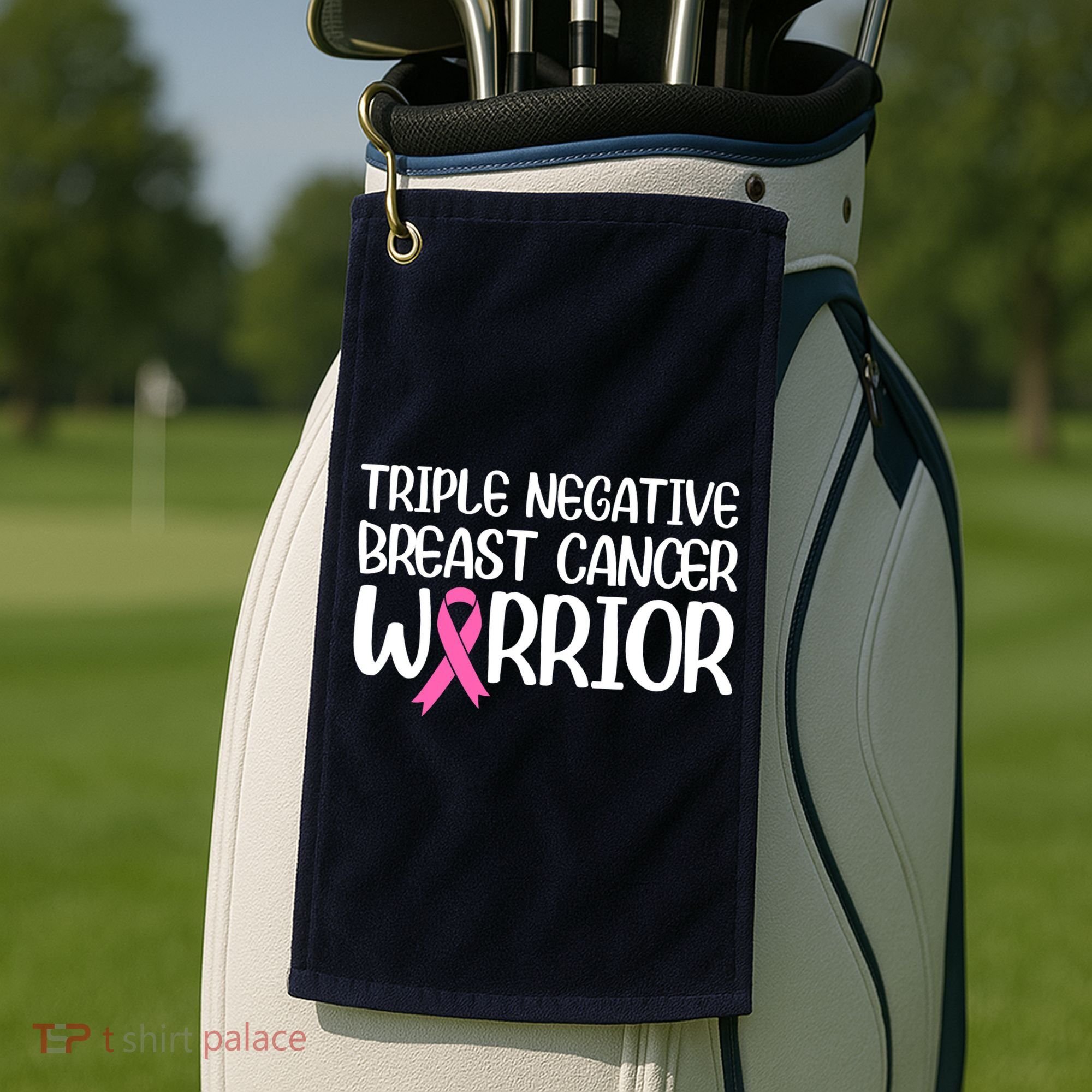 Triple Negative Breast Cancer Awareness Warrior Pink Rainbow Golf Towel