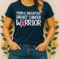 Triple Negative Breast Cancer Awareness Warrior Pink Rainbow Women's T-Shirt thumb 2