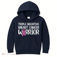 Triple Negative Breast Cancer Awareness Warrior Pink Rainbow Kids Hoodie thumb 0