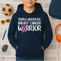 Triple Negative Breast Cancer Awareness Warrior Pink Rainbow Kids Hoodie thumb 2