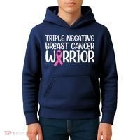 Triple Negative Breast Cancer Awareness Warrior Pink Rainbow Kids Hoodie thumb 4