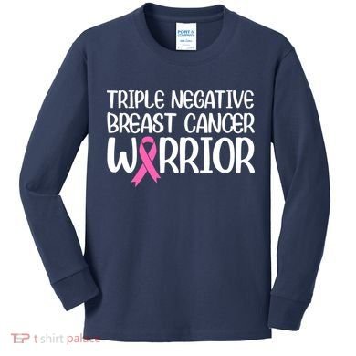 Triple Negative Breast Cancer Awareness Warrior Pink Rainbow Kids Long Sleeve Shirt