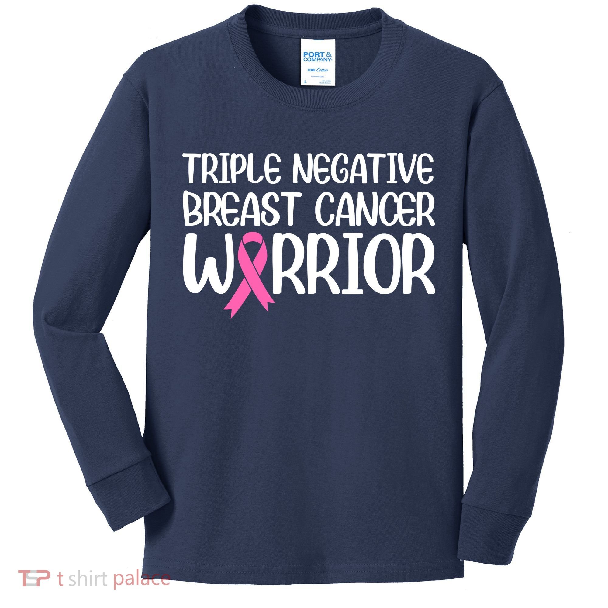 Triple Negative Breast Cancer Awareness Warrior Pink Rainbow Kids Long Sleeve Shirt