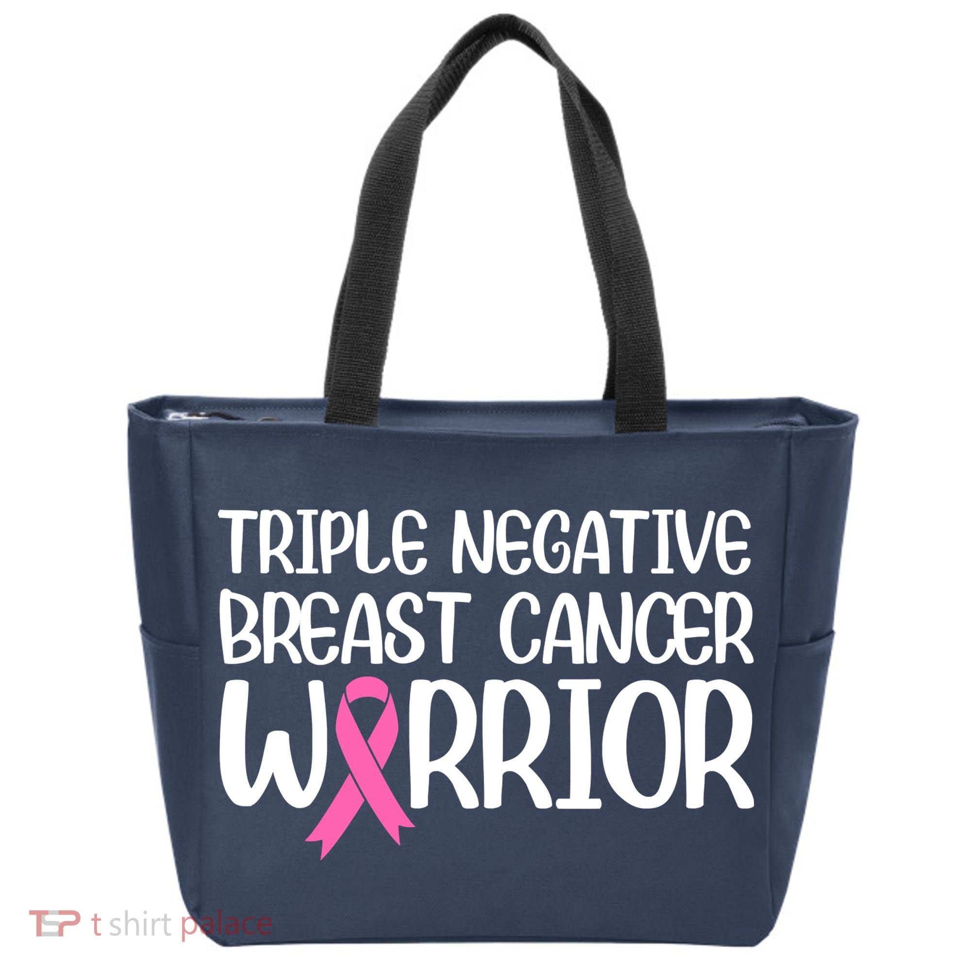 Triple Negative Breast Cancer Awareness Warrior Pink Rainbow Tote Bag