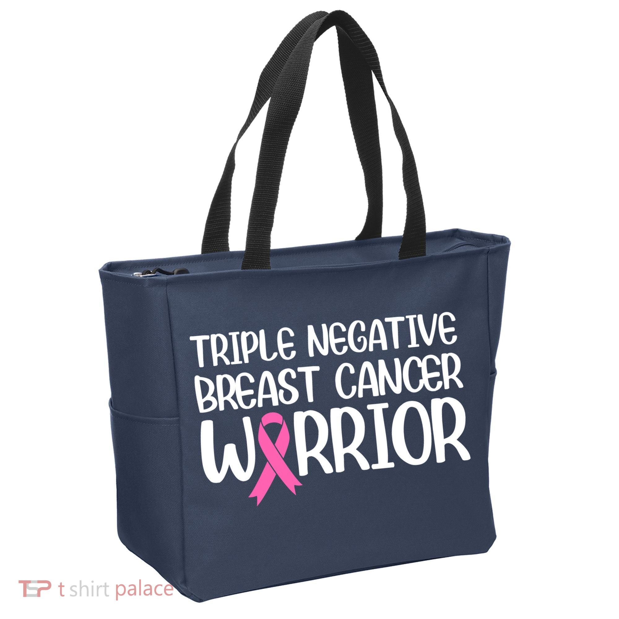 Triple Negative Breast Cancer Awareness Warrior Pink Rainbow Tote Bag