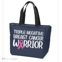 Triple Negative Breast Cancer Awareness Warrior Pink Rainbow Tote Bag thumb 3