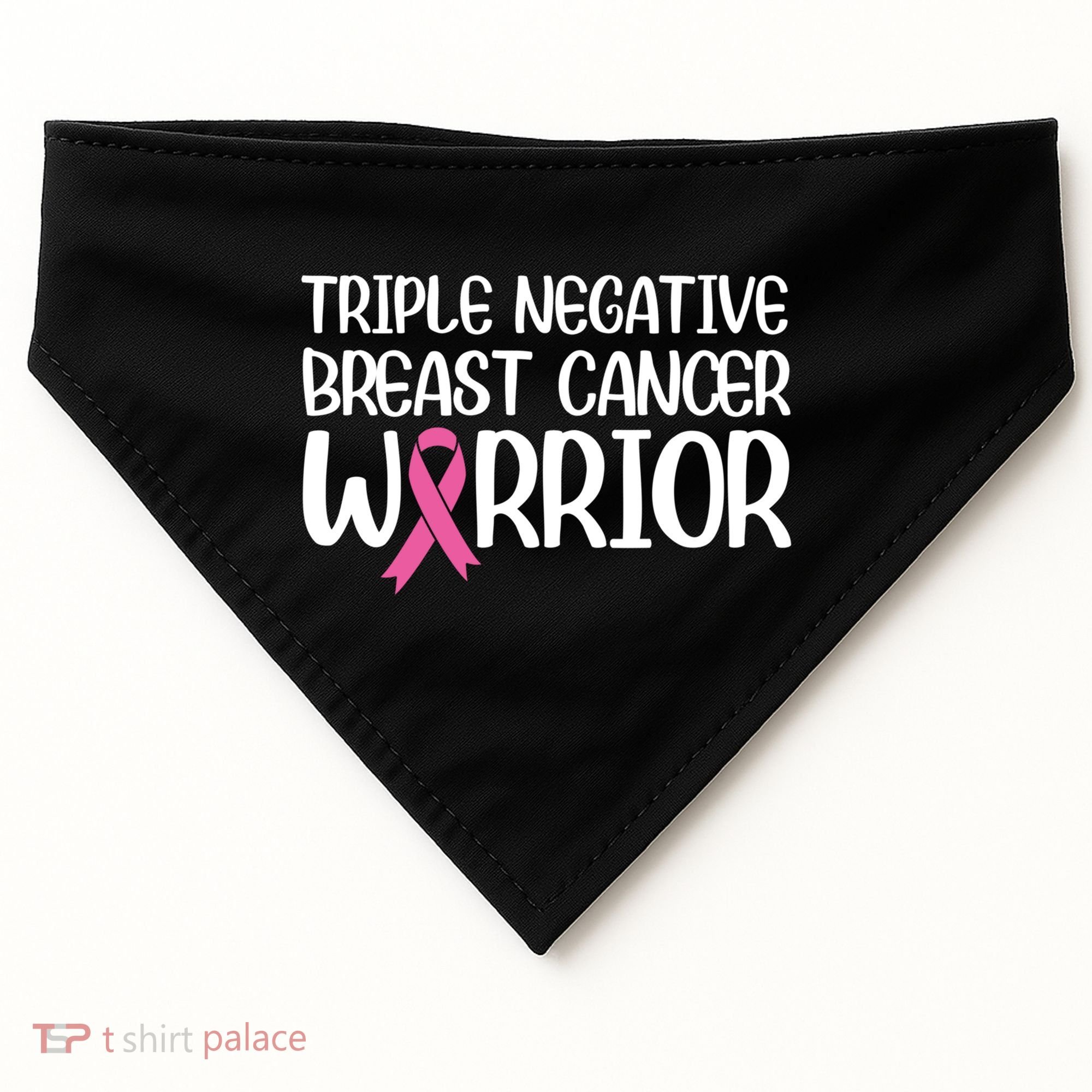 Triple Negative Breast Cancer Awareness Warrior Pink Rainbow Meaningful Gift USA-Made Doggie Bandana