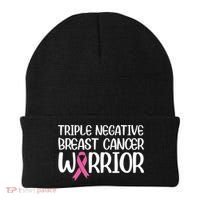 Triple Negative Breast Cancer Awareness Warrior Pink Rainbow Meaningful Gift Beanie thumb 0