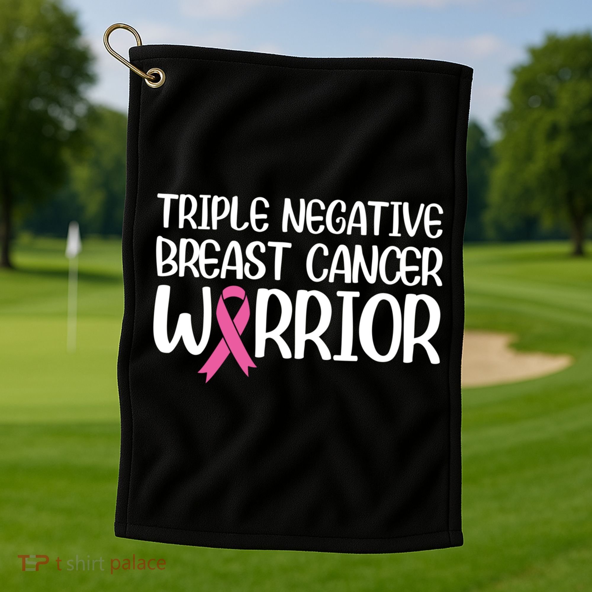 Triple Negative Breast Cancer Awareness Warrior Pink Rainbow Meaningful Gift Golf Towel