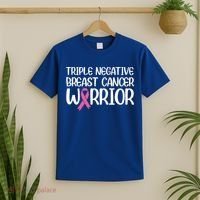 Triple Negative Breast Cancer Awareness Warrior Pink Rainbow Meaningful Gift T-Shirt thumb 2