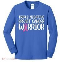 Triple Negative Breast Cancer Awareness Warrior Pink Rainbow Meaningful Gift Kids Long Sleeve Shirt thumb 0