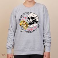 Tacos Never Broke My Heart Valentines Day Skull Tacos Lover Women's Sweatshirt thumb 0