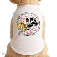 Tacos Never Broke My Heart Valentines Day Skull Tacos Lover Doggie Tank thumb 0