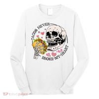 Tacos Never Broke My Heart Valentines Day Skull Tacos Lover Long Sleeve Shirt thumb 0