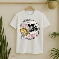 Tacos Never Broke My Heart Valentines Day Skull Tacos Lover T-Shirt thumb 2