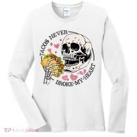 Tacos Never Broke My Heart Valentines Day Skull Tacos Lover Women's Long Sleeve Shirt thumb 0