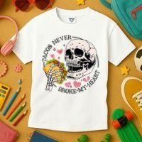 Tacos Never Broke My Heart Valentines Day Skull Tacos Lover Kids T-Shirt thumb 3