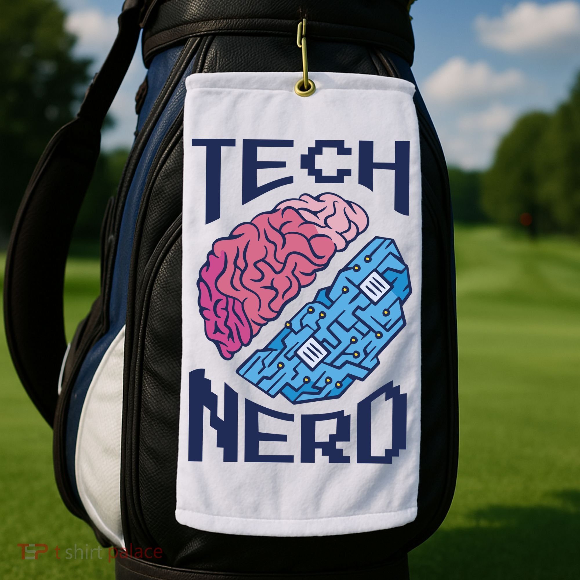 Tech Nerd Brain Golf Towel
