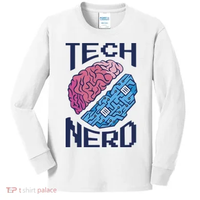 Tech Nerd Brain Kids Long Sleeve Shirt