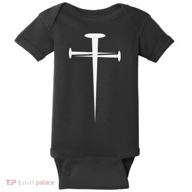Three Nails Cross Jesus Christ Christian Baby Bodysuit