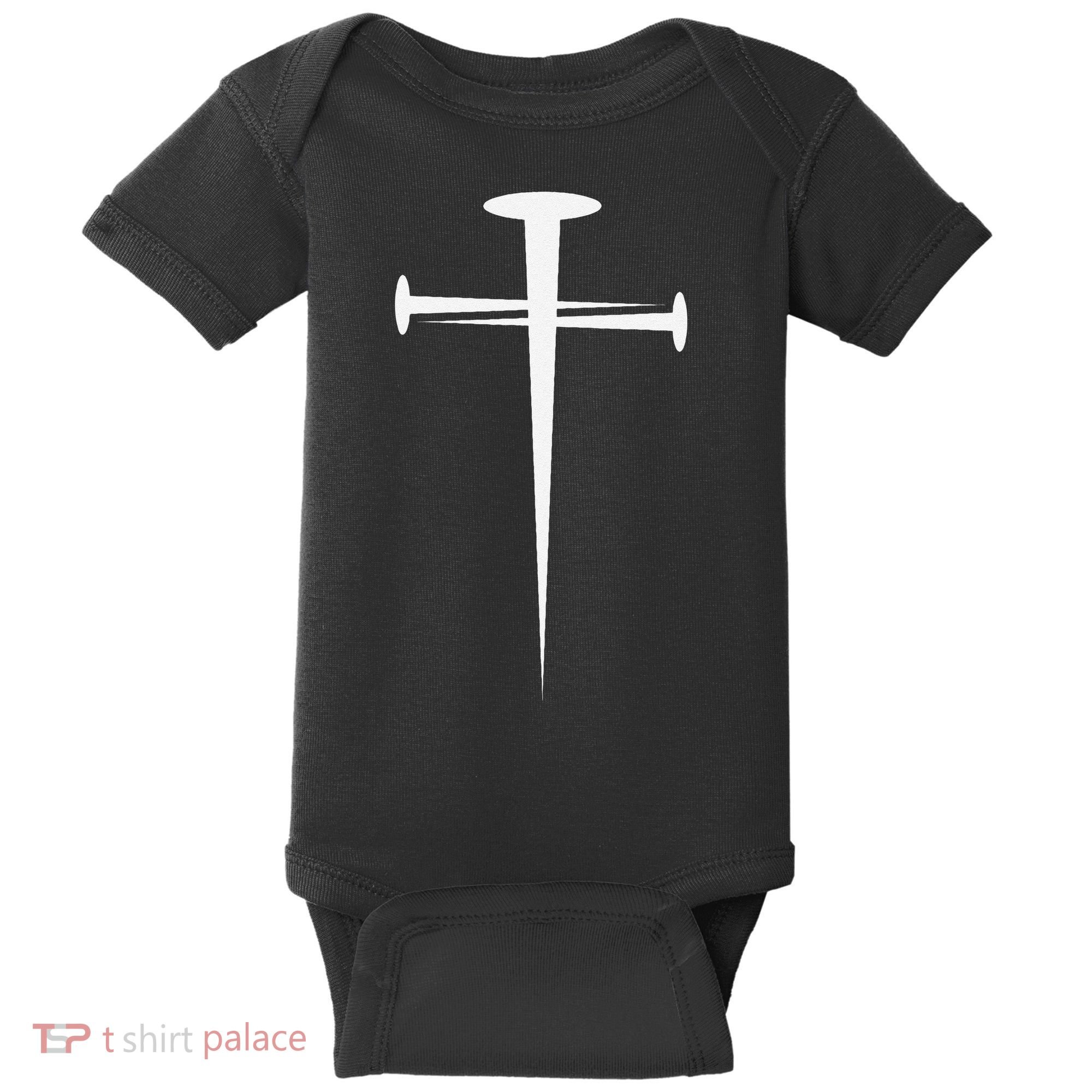 Three Nails Cross Jesus Christ Christian Baby Bodysuit
