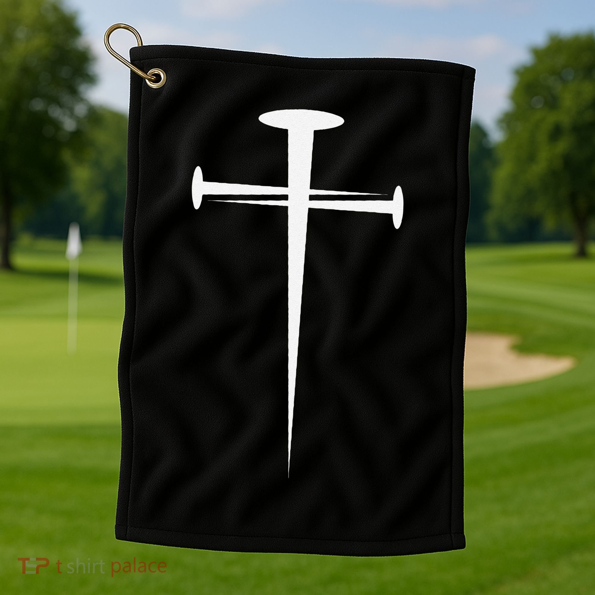 Three Nails Cross Jesus Christ Christian Golf Towel