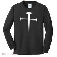 Three Nails Cross Jesus Christ Christian Kids Long Sleeve Shirt thumb 0