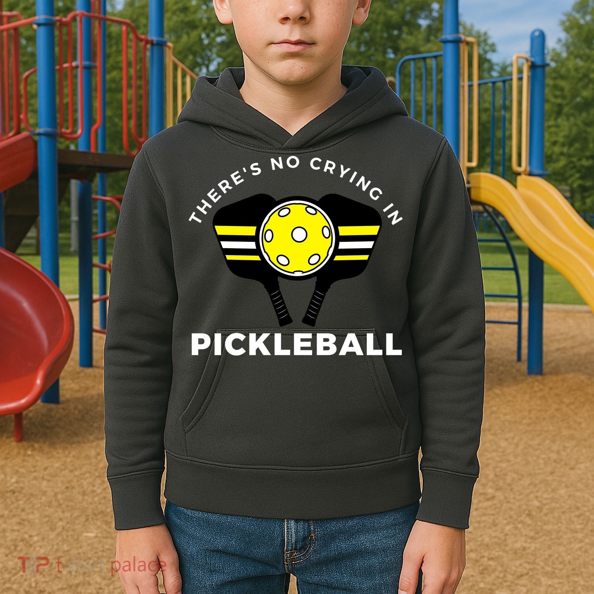 There's No Crying In Pickleball Kids Hoodie
