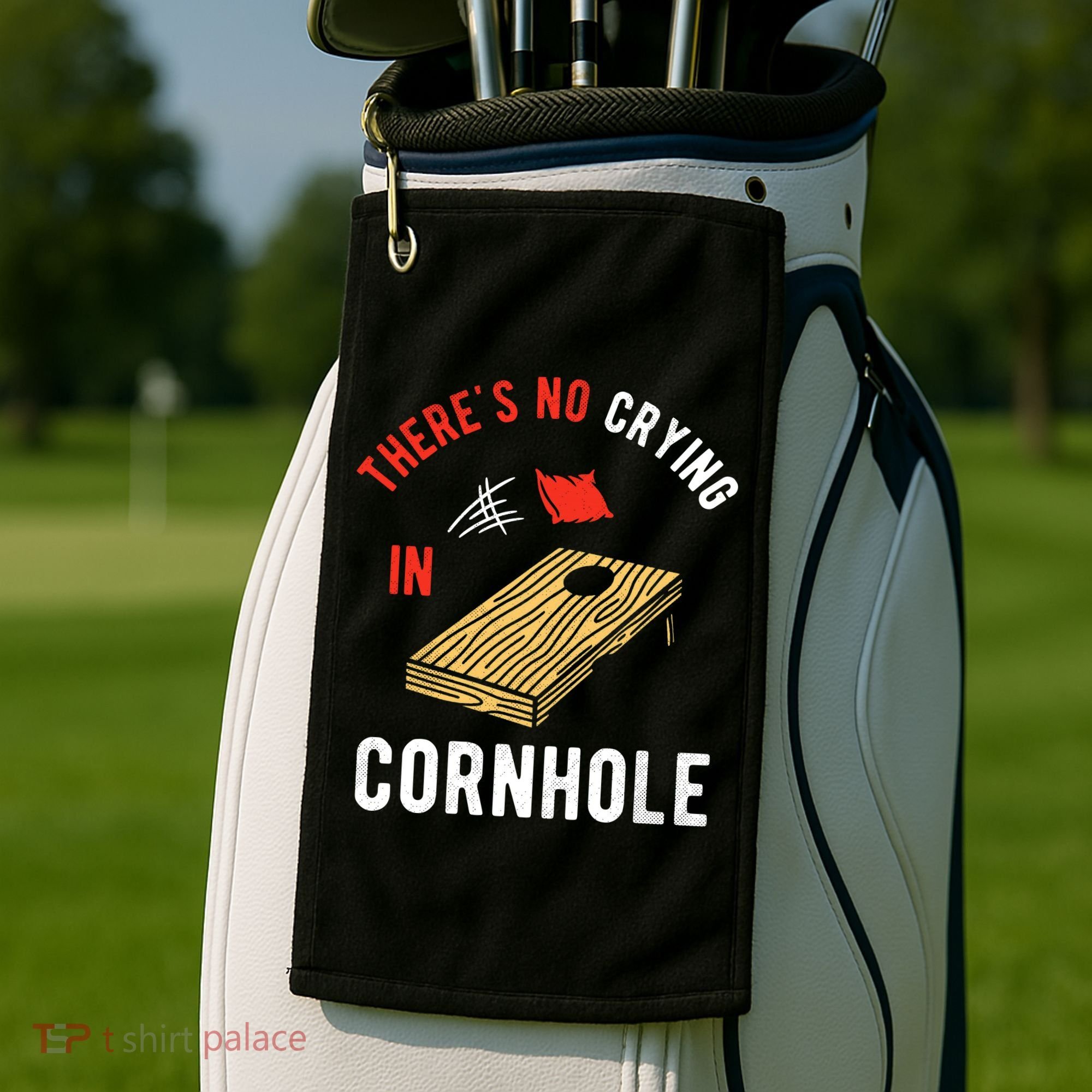 Theres No Crying In Cornhole Golf Towel