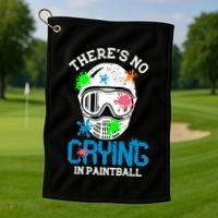 There's No Crying In Paintball Funny Face Game Paintball Great Gift Golf Towel thumb 1