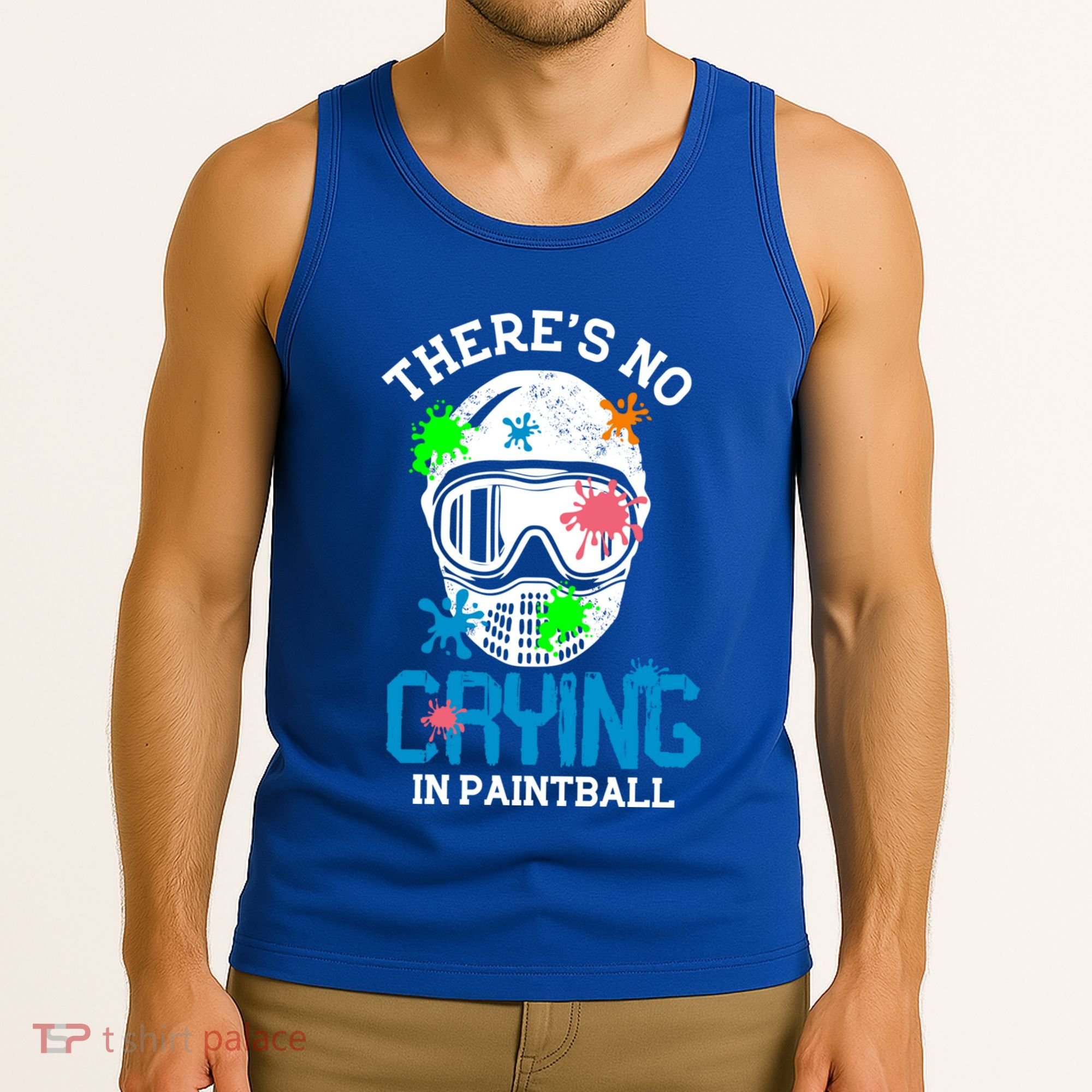 There's No Crying In Paintball Funny Face Game Paintball Great Gift Tank Top