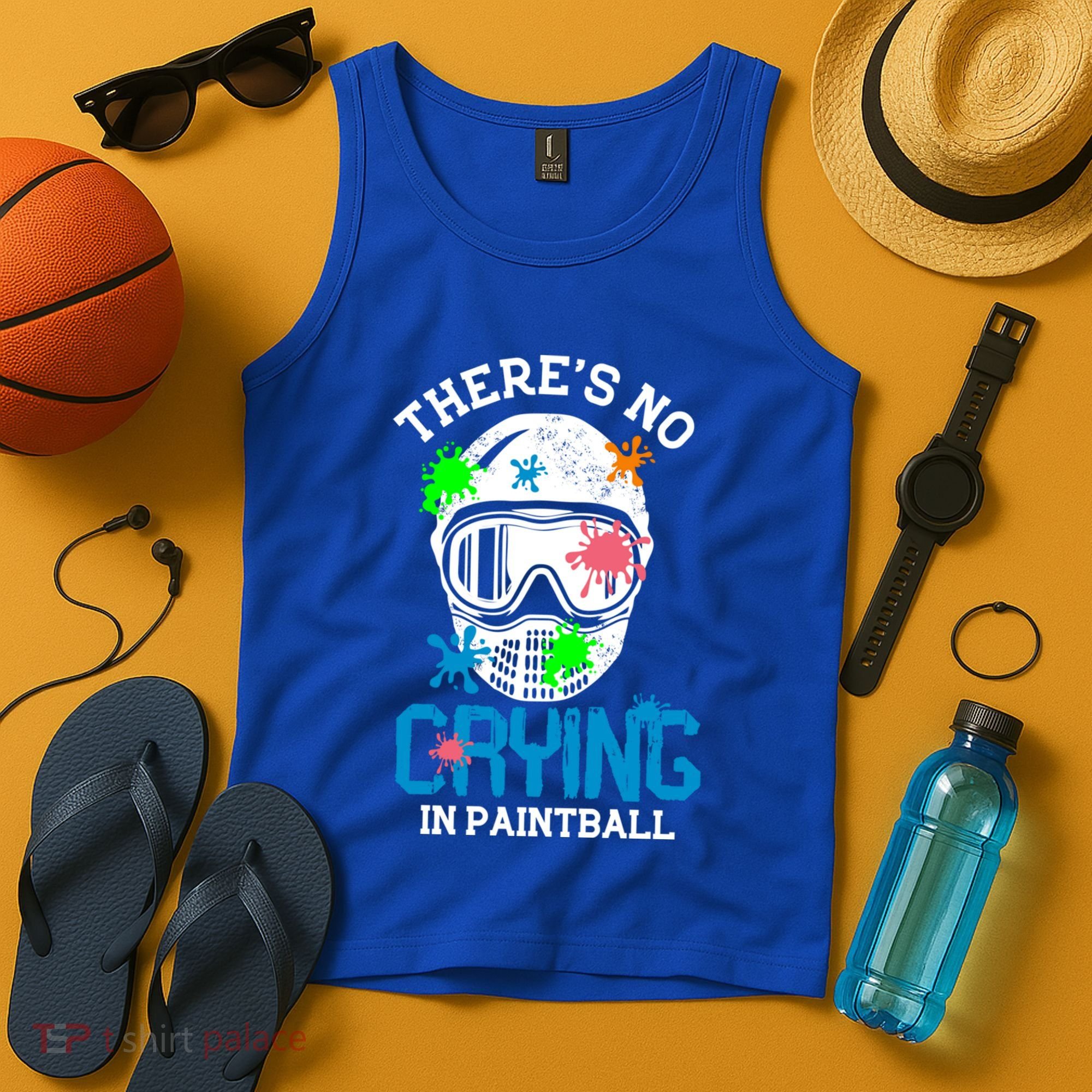 There's No Crying In Paintball Funny Face Game Paintball Great Gift Tank Top