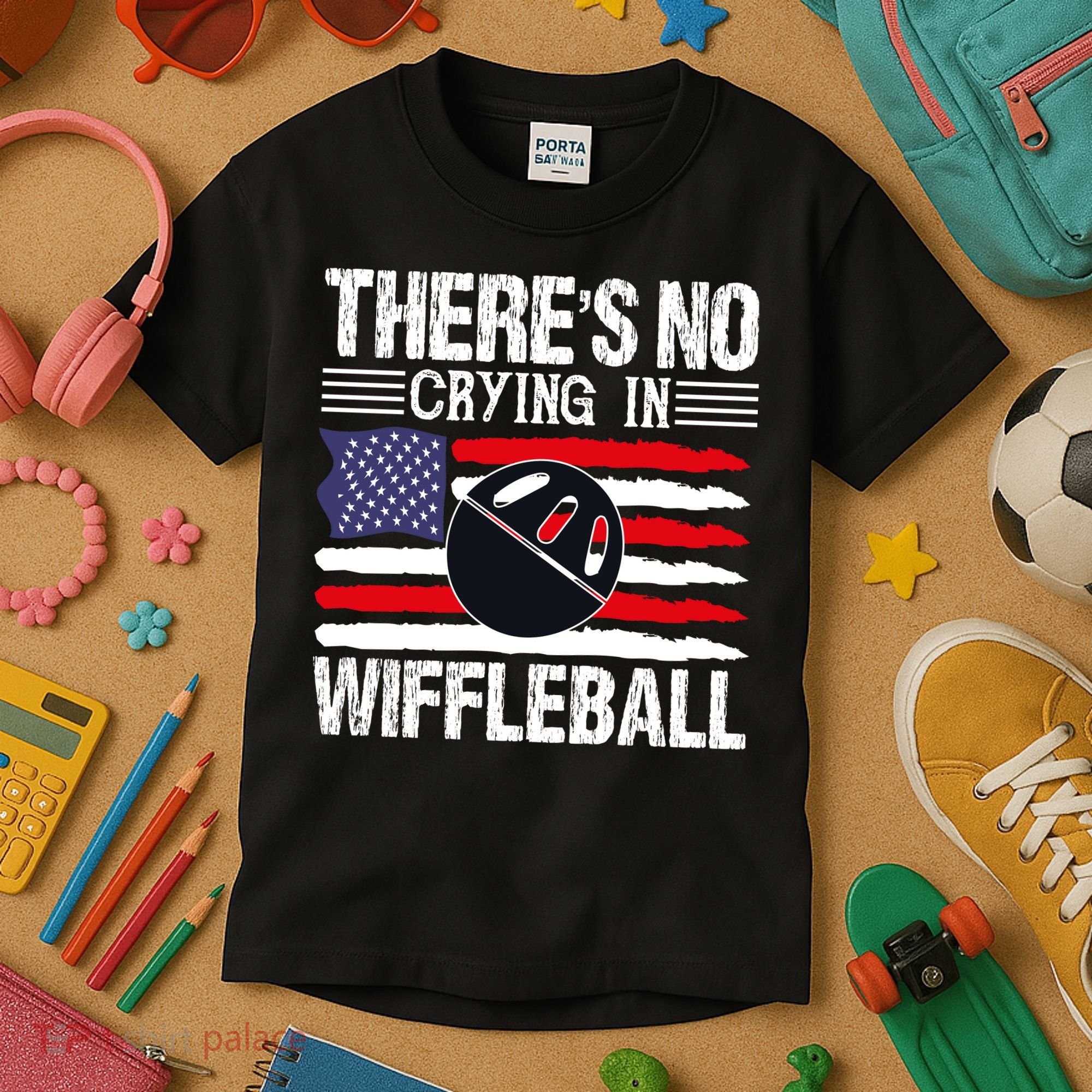 There's No Crying In Wiffleball Player Funny Kids T-Shirt