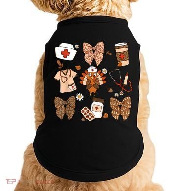 Thanksgiving Nurse Coquette Bow Ed Er Rn Fall Nursing Doggie Tank